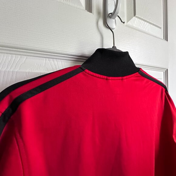 Adidas Athletic Track Jacket Boy’s XL 18 Full Zip Red Black 3 Stripes Mock Neck - Picture 6 of 10